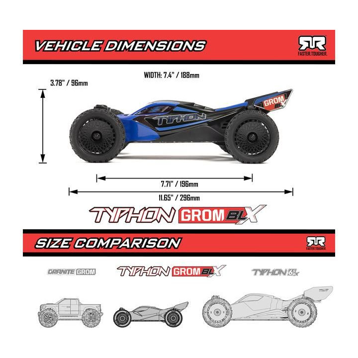 Arrma Typhon Grom 223S BLX 1:18 4WD RTR modrá