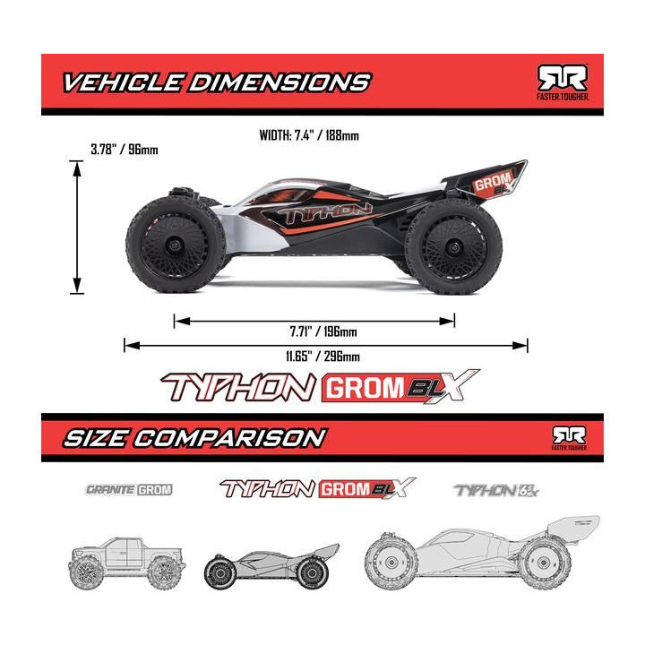 Arrma Typhon Grom 223S BLX 1:18 4WD RTR Basic stříbrná