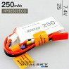 250-2S ECO (7,4 V)38x20x11 mm, 16 gMax. prúdové zaťaženie: 30CMax. nabíjací prúd 5C
Servisný konektor JST-XH.Napájací konektor JST-BEC.