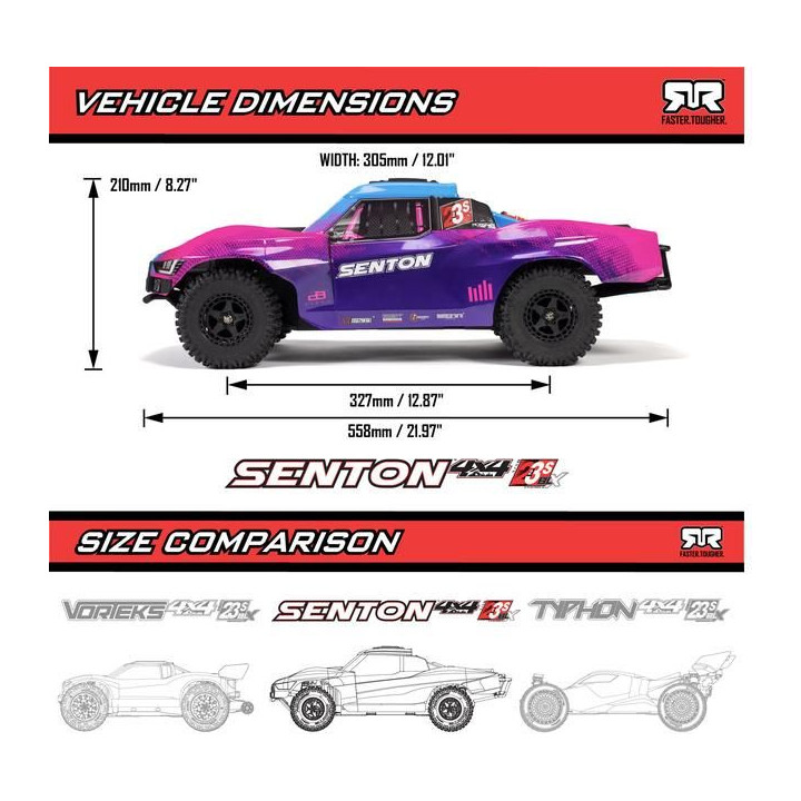 Arrma Senton 223S BLX 4WD 1:10 RTR DSC žlutá