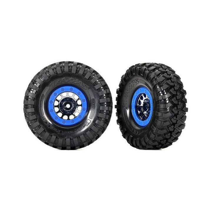 Traxxas kolo 1.9", disk Method 105 Beadlock černý chrom, beadlock modrý, pneu Canyon Trail (pár)