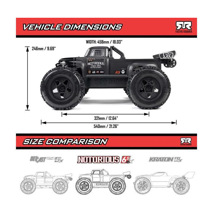 Arrma Notorious 6S V6 BLX 1:8 4WD RTR černá
