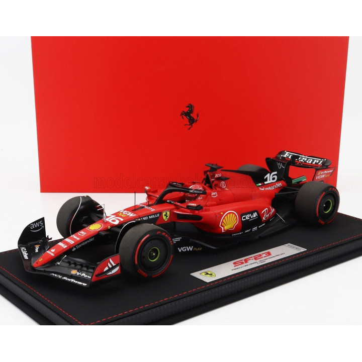 BBR MODELS FERRARI F1  SF-23 TEAM SCUDERIA FERRARI N 16 3rd BELGIUM SPA GP 2023 CHARLES LECLERC - CON VETRINA - WITH SHOWCASE - 