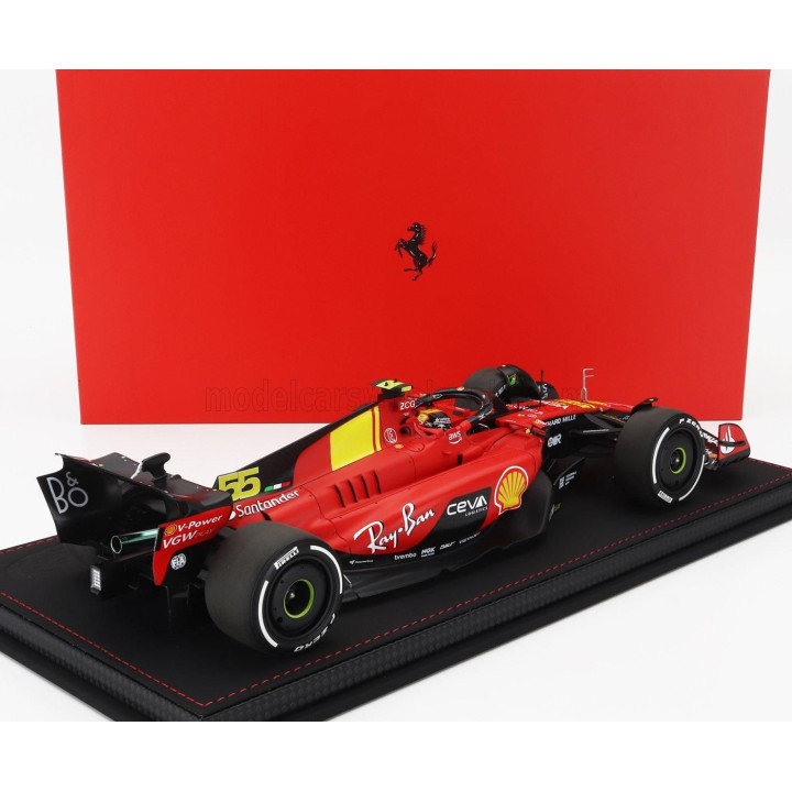 BBR MODELS FERRARI F1  SF-23 TEAM SCUDERIA FERRARI N 55 POLE POSITION 3rd MONZA ITALY GP 2023 CARLOS SAINZ - CON VETRINA - WITH 