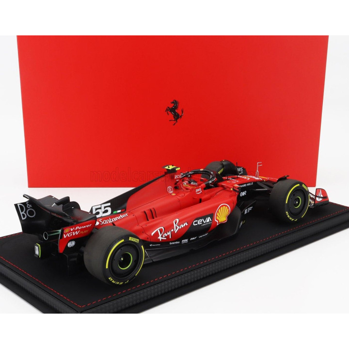 BBR MODELS FERRARI F1  SF-23 TEAM SCUDERIA FERRARI N 55 BELGIUM SPA GP 2023 CARLOS SAINZ - CON VETRINA - WITH SHOWCASE - RED BLA