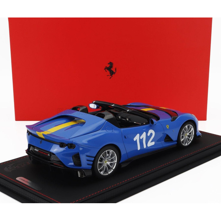 BBR MODELS FERRARI 812 COMPETIZIONE A SPIDER N 112 2022 - CON VETRINA - WITH SHOWCASE - FRENCH RACING BLU - BLUE YELLOW 1/18