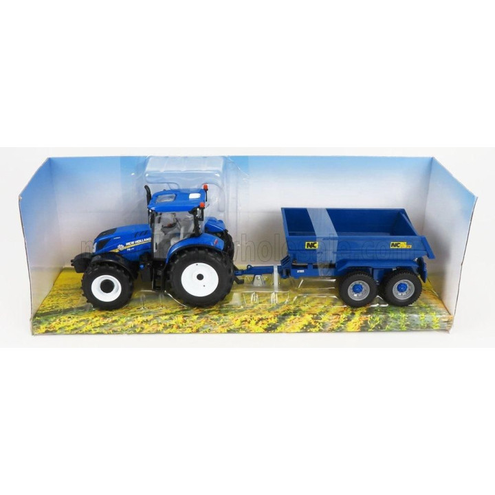 BRITAINS NEW HOLLAND T6.175 CLOSED TRACTOR WITH NC TRAILER 2020 - BLUE 1/32