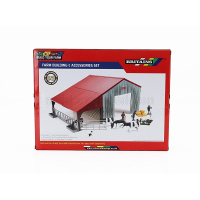 BRITAINS ACCESSORIES FARM BUILDING - DIORAMA STALLA CON ANIMALI - VARIOUS 1/32