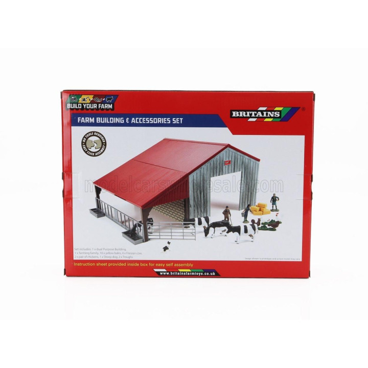 BRITAINS ACCESSORIES FARM BUILDING - DIORAMA STALLA CON ANIMALI - VARIOUS 1/32