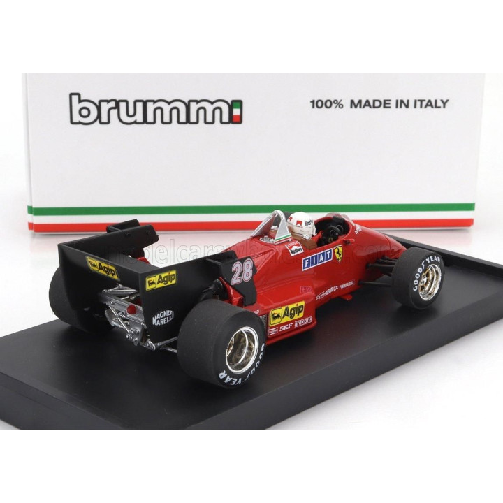 BRUMM FERRARI F1  126C4 N 28 BELGIUM GP 1984 RENE ARNOUX - WITH DRIVER FIGURE - RED BLACK 1/43