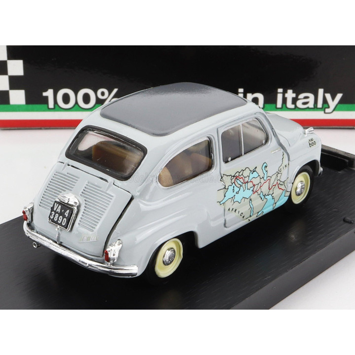 BRUMM FIAT 600 RALLY RAID ROMA-CALCUTTA 1955 13.260Km IN 11 GIORNI - 11 DAYS - GREY 1/43