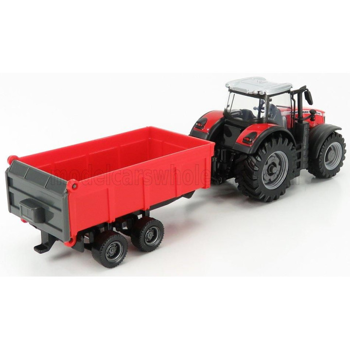 BURAGO MASSEY FERGUSON 8740S TRACTOR WITH TIPPING TRAILER - RED 1/50