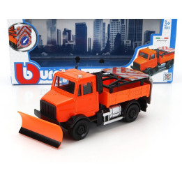 BURAGO TRUCK ROAD SECURITY SPAZZANEVE SNOWPLOUGH AND SIGNAL BOARD 2-ASSI 2010 - ORANGE 1/43