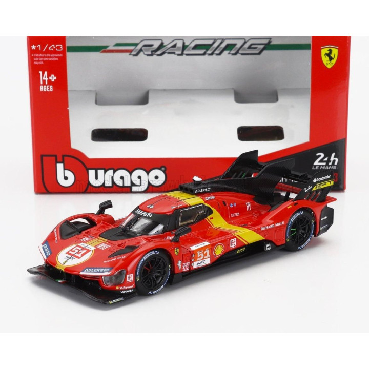 BURAGO FERRARI 499P 3.0L TURBO V6 TEAM FERRARI AF CORSE N 51 WINNER 24h LE MANS 2023 ALESSANDRO PIER GUIDI - JAMES CALADO - ANTO