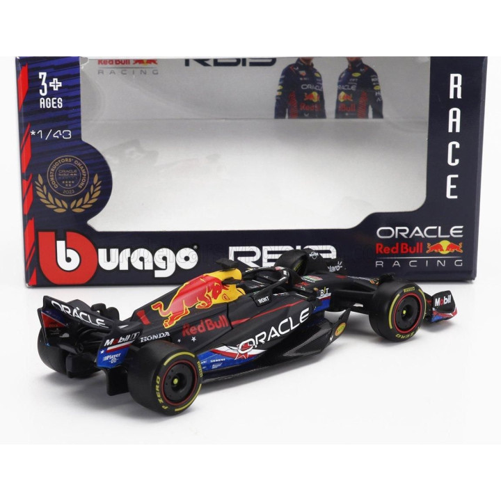 BURAGO RED BULL F1  RB19 TEAM ORACLE RED BULL RACING N 1 WORLD CHAMPION WINNER AUSTIN USA GP 2023 MAX VERSTAPPEN - MATT BLUE 1/4