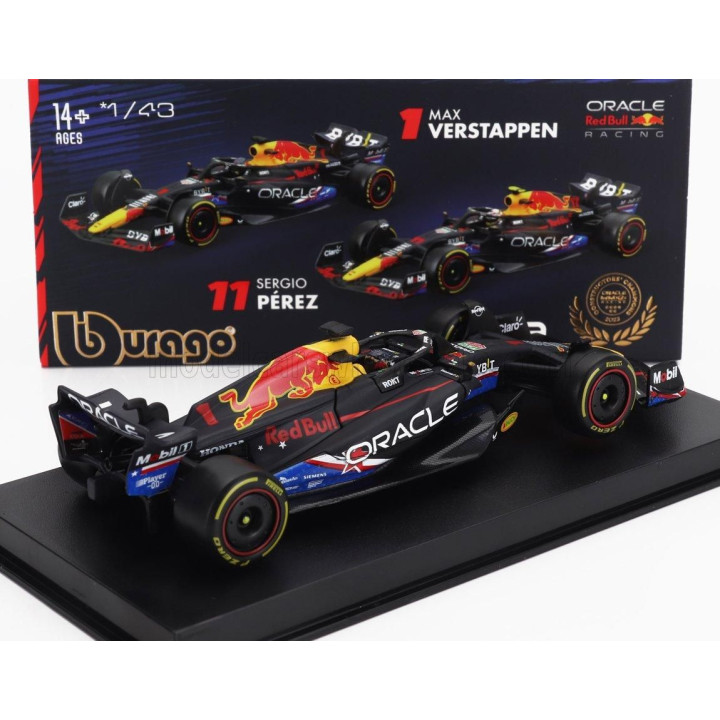 BURAGO RED BULL F1  RB19 TEAM ORACLE RED BULL RACING N 1 WORLD CHAMPION WINNER AUSTIN USA GP 2023 MAX VERSTAPPEN - WITH PILOT AN