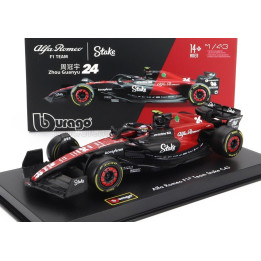 BURAGO ALFA ROMEO F1  C43 TEAM STAKE N 24 SEASON 2023 GUANYU ZHOU - CON PILOTA E VETRINA - WITH PILOT AND SHOWCASE - EXCLUSIVE C