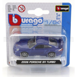 BURAGO PORSCHE 911 997 TURBO COUPE 2006 - BLUE 1/64