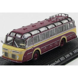 EDICOLA HENSCHEL HS100N AUTOBUS 1953 - DAMAGE DISPLAY BOX - BORDEAUX CREAM 1/72