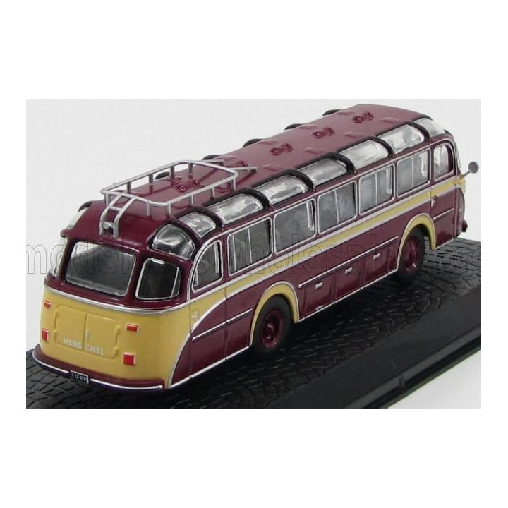 EDICOLA HENSCHEL HS100N AUTOBUS 1953 - DAMAGE DISPLAY BOX - BORDEAUX CREAM 1/72