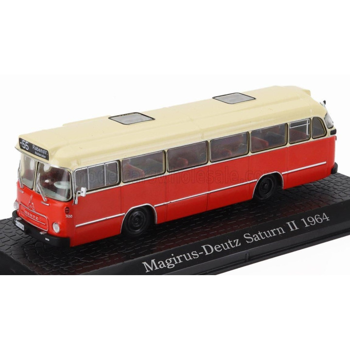 EDICOLA MAGIRUS DEUTZ SATURN II AUTOBUS 1957 - DAMAGE DISPLAY BOX - RED CREAM 1/72