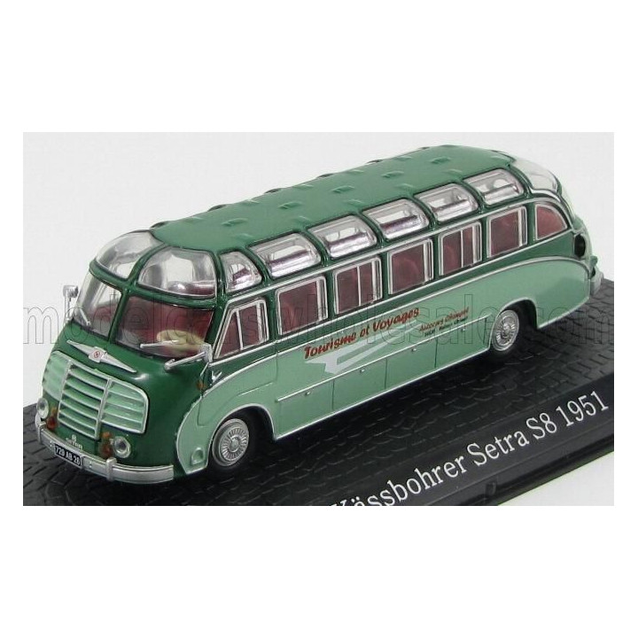 EDICOLA SETRA KASSBOHRER S8 AUTOBUS TOURISME ET VOYAGES 1951 - DAMAGE DISPLAY BOX - 2 TONE GREEN 1/72