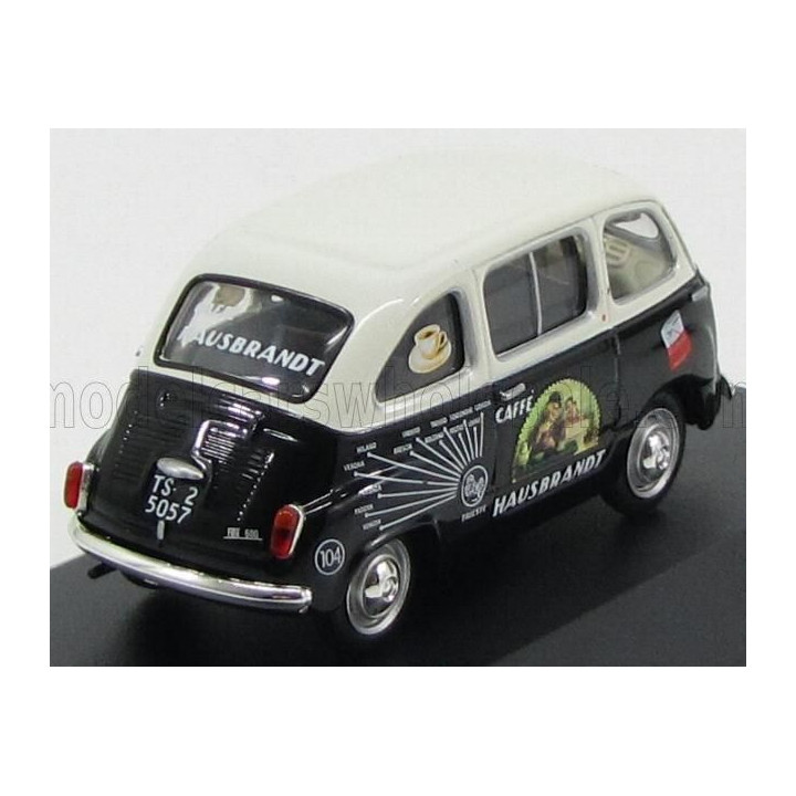 EDICOLA FIAT 600 MULTIPLA HAUSBRANDT CAFFE' 1956 - BLACK WHITE 1/43
