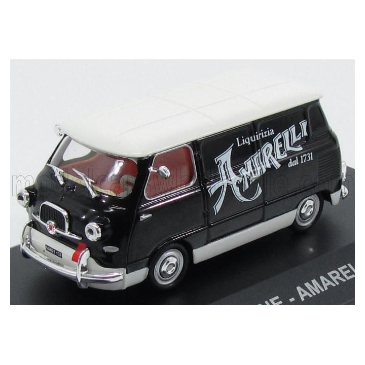 EDICOLA FIAT 600 FURGONE VAN 1958 - LIQUIRIZIA AMARELLI - BLACK WHITE 1/43