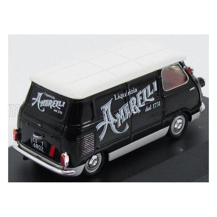 EDICOLA FIAT 600 FURGONE VAN 1958 - LIQUIRIZIA AMARELLI - BLACK WHITE 1/43