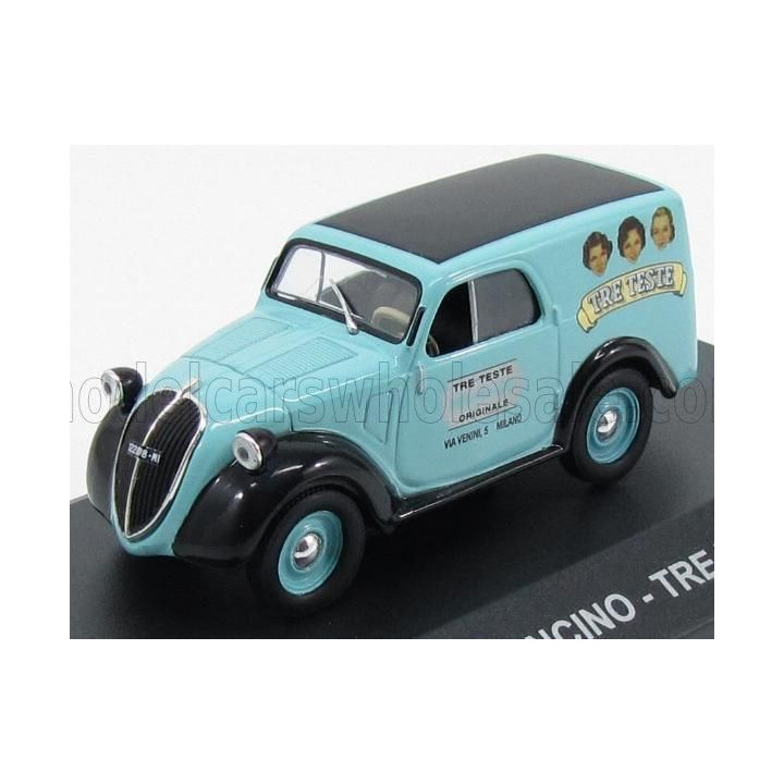 EDICOLA FIAT 500A FURGONCINO VAN TRE TESTE 1948 - LIGHT BLUE BLACK 1/43
