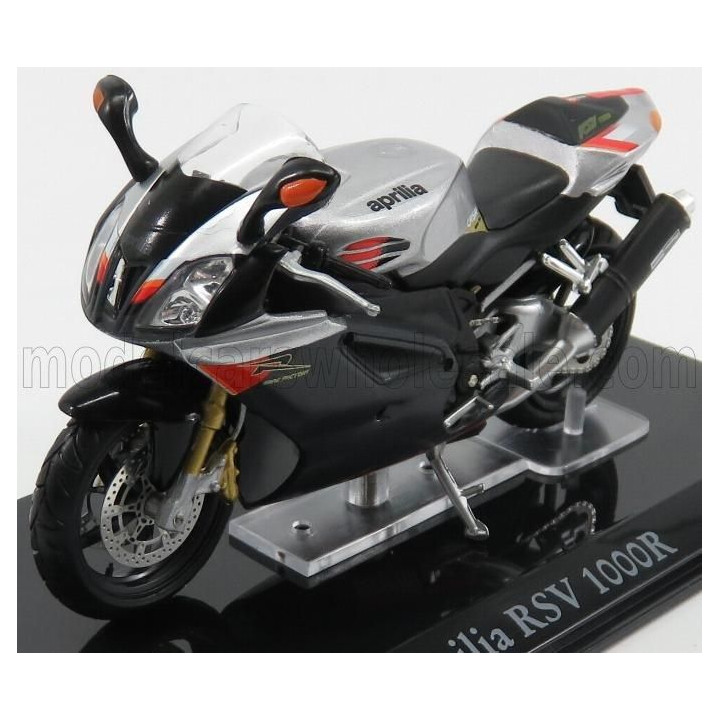 EDICOLA APRILIA RSV 1000R 2010 - DAMAGE DISPLAY BOX - SILVER BLACK 1/24