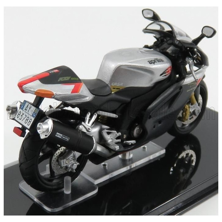 EDICOLA APRILIA RSV 1000R 2010 - DAMAGE DISPLAY BOX - SILVER BLACK 1/24