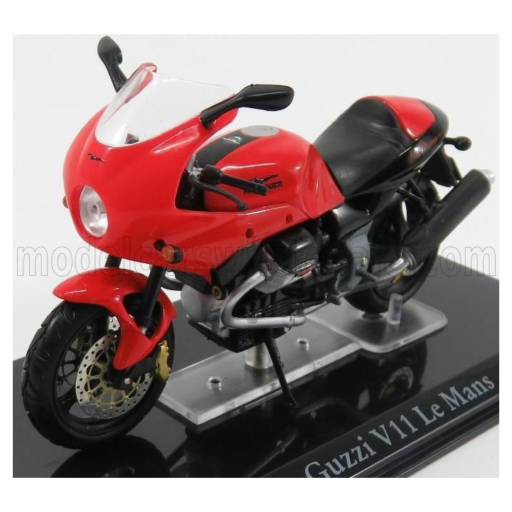 EDICOLA MOTO GUZZI V11 LE MANS - DAMAGE DISPLAY BOX - RED 1/24