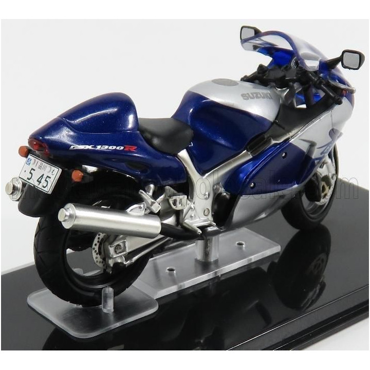EDICOLA SUZUKI GSX1300R HAYABUSA - DAMAGE DISPLAY BOX - BLUE MET SILVER 1/24
