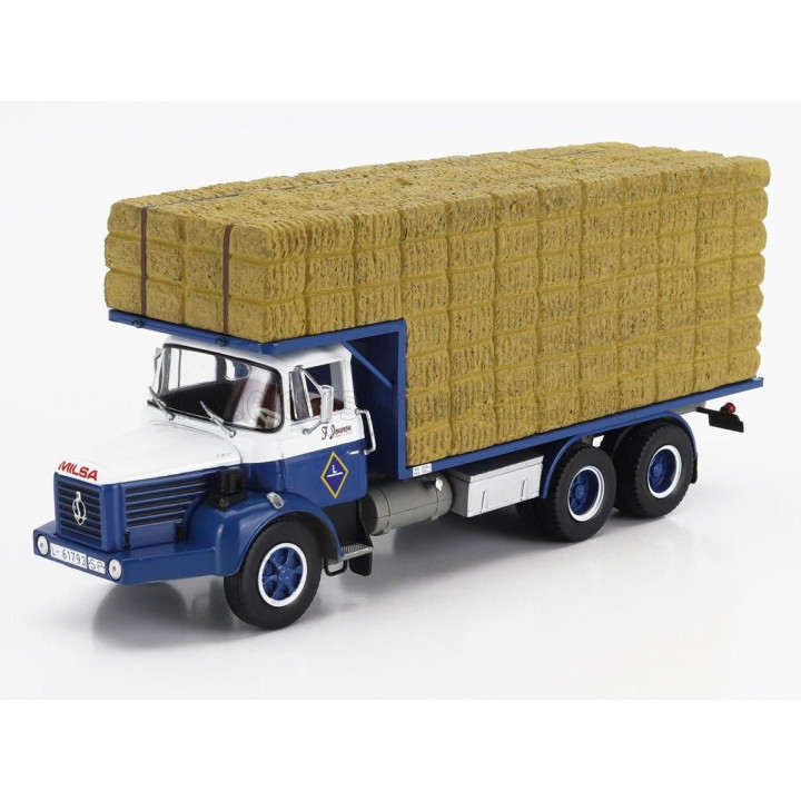 EDICOLA BERLIET GPS12 TRUCK TRASPORTO FIENO 3-ASSI 1968 - BLUE WHITE BEIGE 1/43