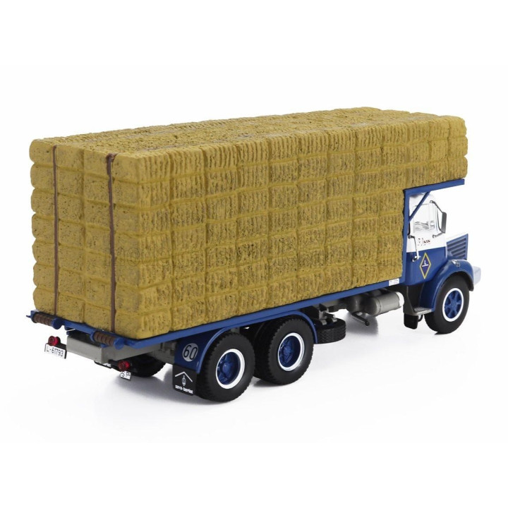 EDICOLA BERLIET GPS12 TRUCK TRASPORTO FIENO 3-ASSI 1968 - BLUE WHITE BEIGE 1/43