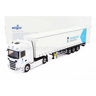 ELIGOR SCANIA S500 TRUCK TELONATO TREMBLAYE TRANSPORTS 2020 - WHITE 1/43