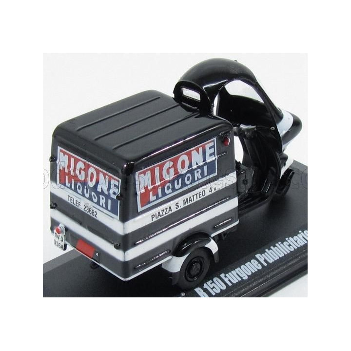 ITALERI PIAGGIO APE B150 VAN FURGONE PUBBLICITARIO MIGONE LIQUORI 1954 - BLACK WHITE 1/32