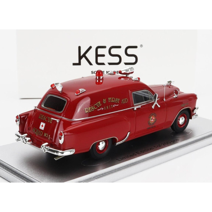 KESS MODEL CHEVROLET NATIONAL AMBULANCE ROYAL OAK MICHIGAN FIRE PROTECTION FIRE ENGINE 1954 - RED 1/43