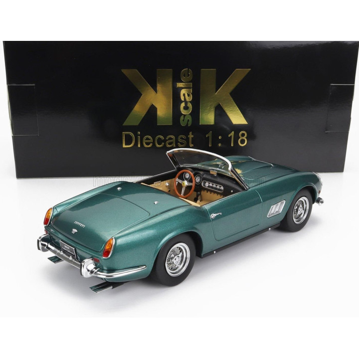 KK SCALE FERRARI 250GT CALIFORNIA SPIDER WITH HARD-TOP 1960 - GREEN MET SILVER 1/18