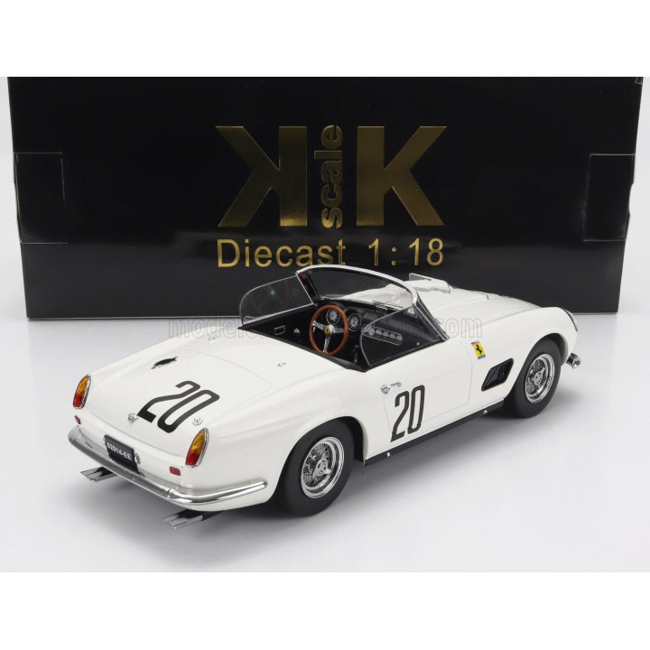 KK SCALE FERRARI 250 GT SWB 3.0L V12 CALIFORNIA SPIDER TEAM NART N 20 24h LE MANS 1960 BILL STURGIS - JO SCHLESSER - WHITE 1/18