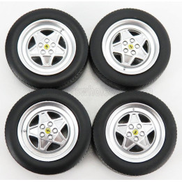 KK SCALE ACCESSORIES FERRARI 328GTS/GTB 4X WHEELS AND TYRE SET 1985 - BLACK 1/18