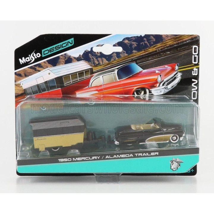 MAISTO MERCURY CABRIOLET WITH ROULOTTE 1950 - GOLD BLACK 1/64