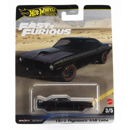 MATTEL HOT WHEELS PLYMOUTH AAR/CUDA COUPE 1970 - FAST & FURIOUS 7 2015 - BLACK 1/64