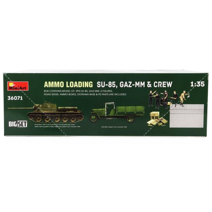 MINIART GAZ SET AMMO LOADING DIORAMA - TRUCK WITH TANK SU-85 WITH MILITARY FIGURES 1/35