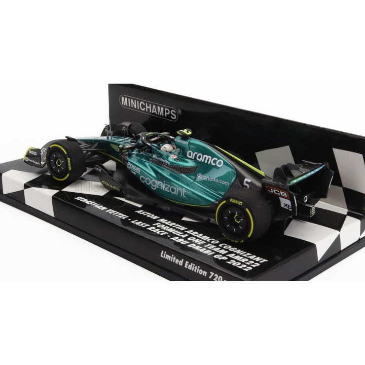 MINICHAMPS ASTON MARTIN F1 AMR22 TEAM ARAMCO COGNIZART N 5 ABU DHABI GP LAST RACE 2022 SEBASTIAN VETTEL - GREEN BLACK 1/43