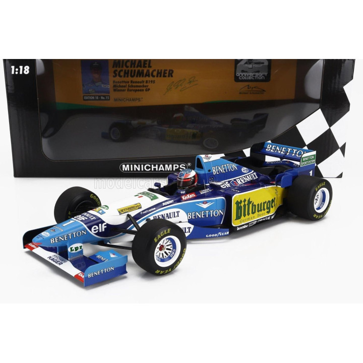 MINICHAMPS BENETTON F1 B195 TEAM MILD SEVEN RENAULT N 1 WORLD CHAMPION WINNER EUROPEAN GP 1995 MICHAEL SCHUMACHER - BLUE YELLOW 