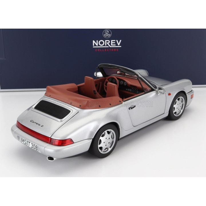 NOREV PORSCHE 911 964 CARRERA 2 CABRIOLET 1990 - SILVER 1/18