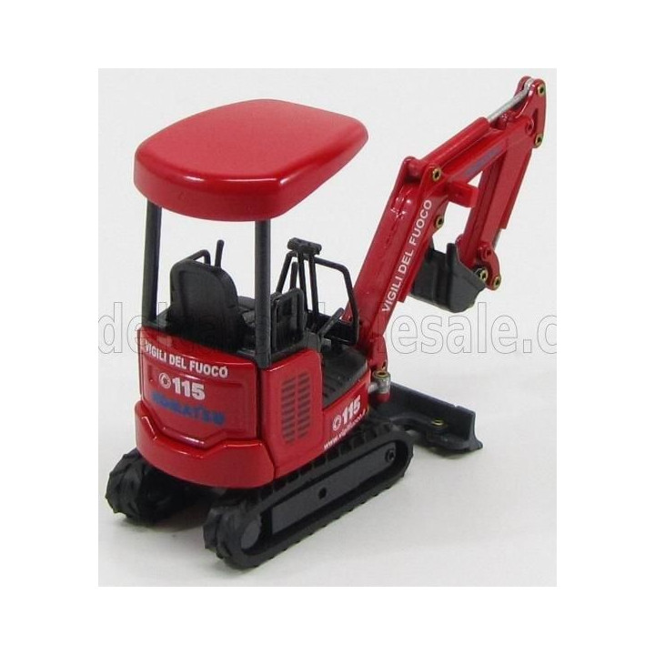 OLDCARS KOMATSU PC18 - RUSPA CINGOLATA VIGILI DEL FUOCO - CRANE FIRE ENGINE - RED BLACK 1/32