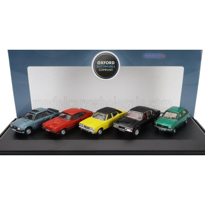OXFORD MODELS FORD ENGLAND SET 5X FIESTA 1.2L - ESCORT XR3i - CAPRI MKIII - CORTINA MKIII - GRANADA MKI - VARIOUS 1/76